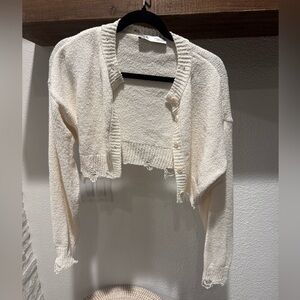 Zara distressed cropped cardigan size small